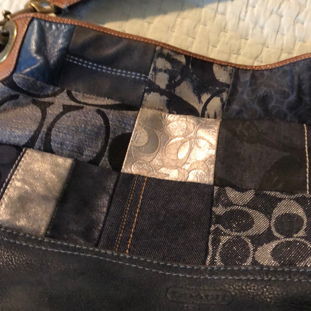 Coach hobo bag, navy patchwork.